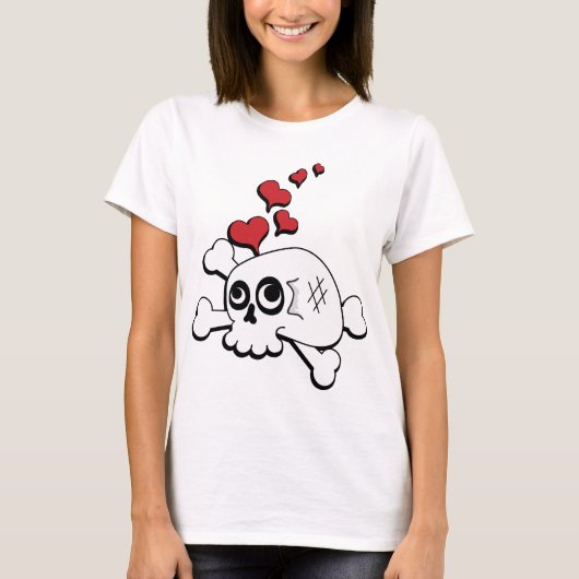 スカルとハート Tシャツ (正面)