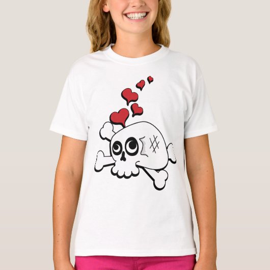 スカルとハート Tシャツ (正面)