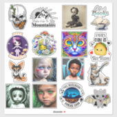 スカルとバタフライデジタルアート シール (シート)