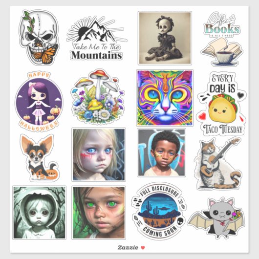 スカルとバタフライデジタルアート シール (シート)