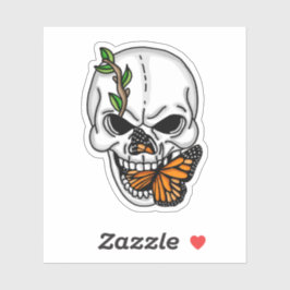 スカルとバタフライデジタルアート シール