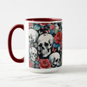 スカルとバラと蝶オンブラック マグカップ (左)