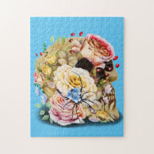 スカルとバラと青フローラクモ