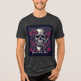 スカルとバラのコーヒーアートTシャツデザイン トライブレンドTシャツ