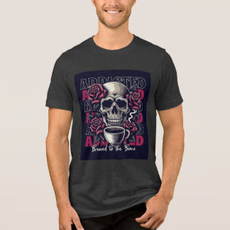 スカルとバラのコーヒーアートTシャツデザイン トライブレンドTシャツ