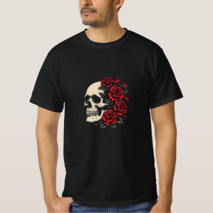 スカルとバラのシャツ – Gothic Art of Life & Death Tシャツ