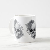 スカルとバラのスケッチ コーヒーマグカップ (正面左)