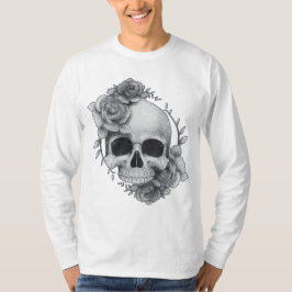 スカルとバラのスケッチ Tシャツ