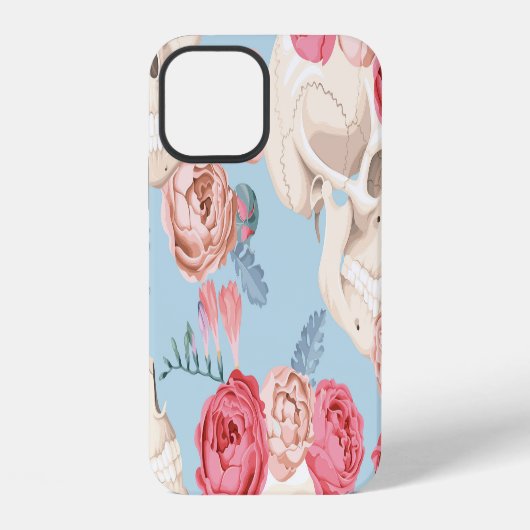 スカルとバラのヴィンテージ柄 iPhoneケース (裏面)