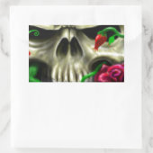 スカルとバラエアブカスタムラシオリジナルアーティスト 長方形シール (バッグ)