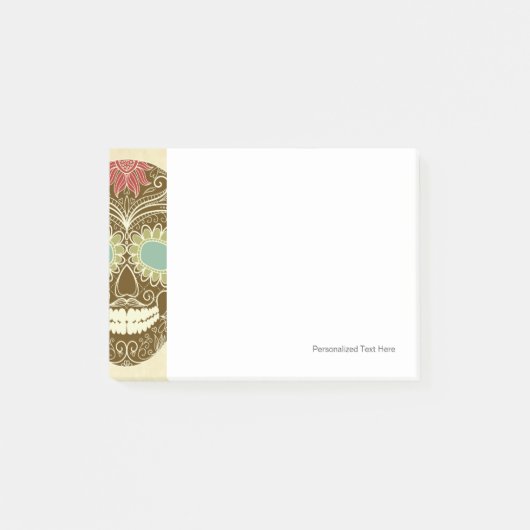 スカルとバラカラフル、カードの日付2 ポストイット (正面)