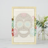 スカルとバラカラフル、カードの日付2 便箋 (スタンド正面)