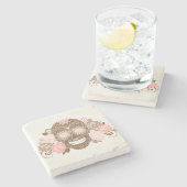 スカルとバラカラフル、死んだカードの日 ストーンコースター (横)