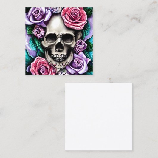 スカルとバラグラフィック スクエア名刺 (正面/裏面)