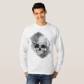 スカルとバラスケッチ Tシャツ (正面フル)