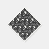 スカルとバラブラックハロウィーン スタンダードカクテルナプキン (角)