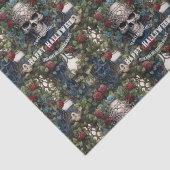 スカルとバラブルーフローラゴシックのハロウィーン 薄葉紙 (詳細)