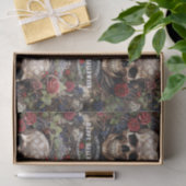 スカルとバラブルーフローラゴシックのハロウィーン 薄葉紙 (ギフト)