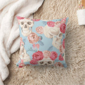 スカルとバラヴィンテージパターン クッション (ブランケット)