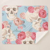 スカルとバラヴィンテージパターン シェルパブランケット (正面(横))