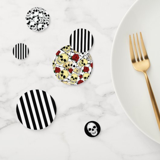 スカルとバラ白黒ゴシック結婚 コンフェッティ (グループ)