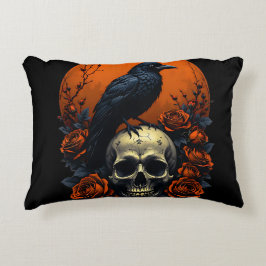スカルとバラ&クロウゴシックスウェットシャツ アクセントクッション