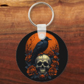 スカルとバラ&クロウゴシックスウェットシャツ キーホルダー (正面)