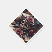 スカルとバラ スタンダードカクテルナプキン (角)