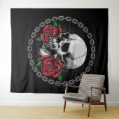 スカルとバラ タペストリー (インサイチュ(横))