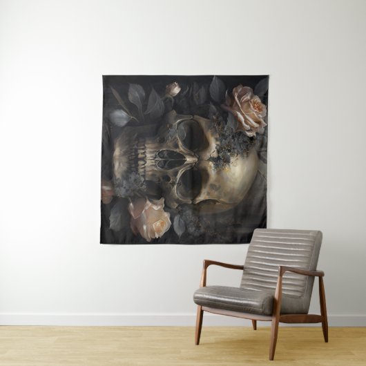 スカルとバラ タペストリー (インサイチュ(横))