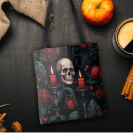 スカルとバラ トートバッグ