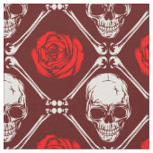 スカルとバラ ファブリック (クローズアップ)
