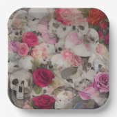 スカルとバラ ペーパープレート (正面)