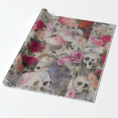 スカルとバラ ラッピングペーパー (アンロールド)