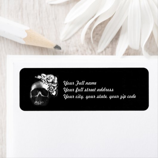 スカルとバラ ラベル (インサイチュ)