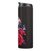 スカルとバラ：暗いフローラ水の色。 タンブラー (回転右)