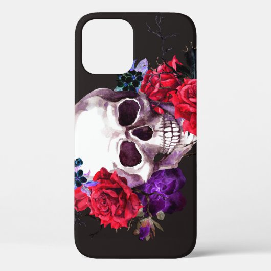 スカルとバラ:暗いフローラ水の色。 Case-Mate iPhoneケース (裏面)