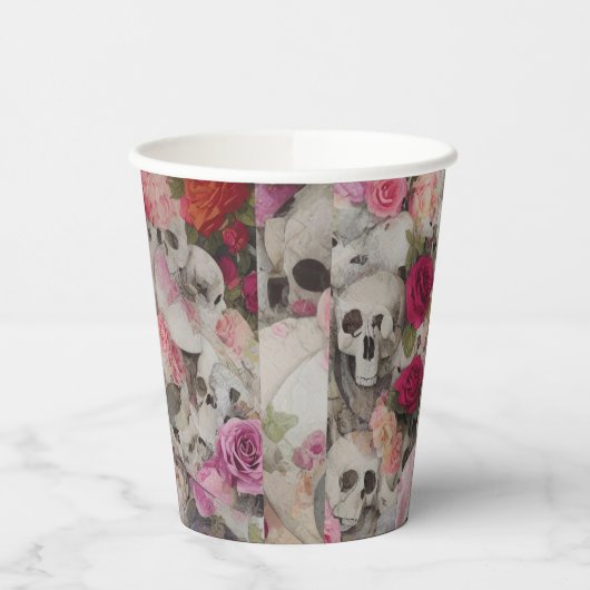 スカルとバラ 紙コップ (左)