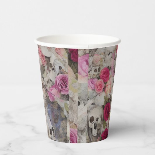 スカルとバラ 紙コップ (右)