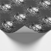 スカルとバラ、角、十字翼のパターン ラッピングペーパー (角)