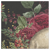 スカルとバラ |黒 ファブリック (クローズアップ)