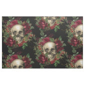 スカルとバラ |黒 ファブリック (ファットクウォーター)