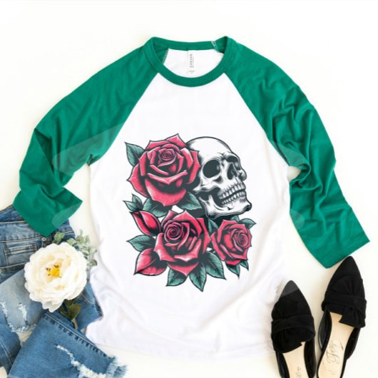 スカルとバラ Tシャツ