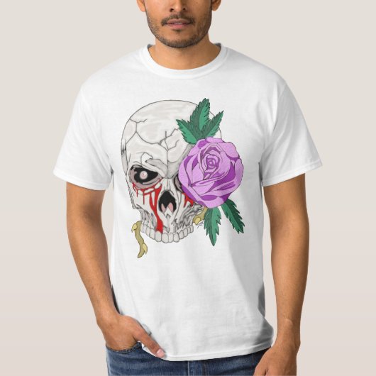 スカルとバラ Tシャツ (正面)
