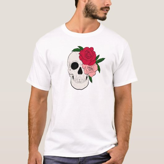 スカルとバラ Tシャツ (正面)