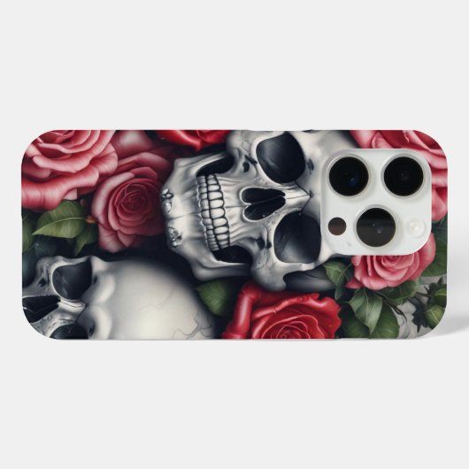 スカルとバラApple iPhone 15 Proケース Case-Mate iPhoneケース (裏面 (横))