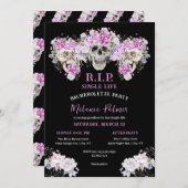 スカルとバラR.I.P.バチェロレッテ招待状 招待状 (正面/裏面)