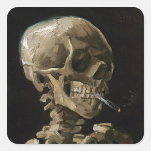 スカルとバーニングシガレットビンセント・ヴァンゴッホアート スクエアシール