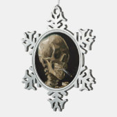 スカルとバーニングシガレットビンセント・ヴァンゴッホアート スノーフレークピューターオーナメント (右)