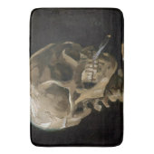 スカルとバーニングシガレットビンセント・ヴァンゴッホアート バスマット (正面縦)